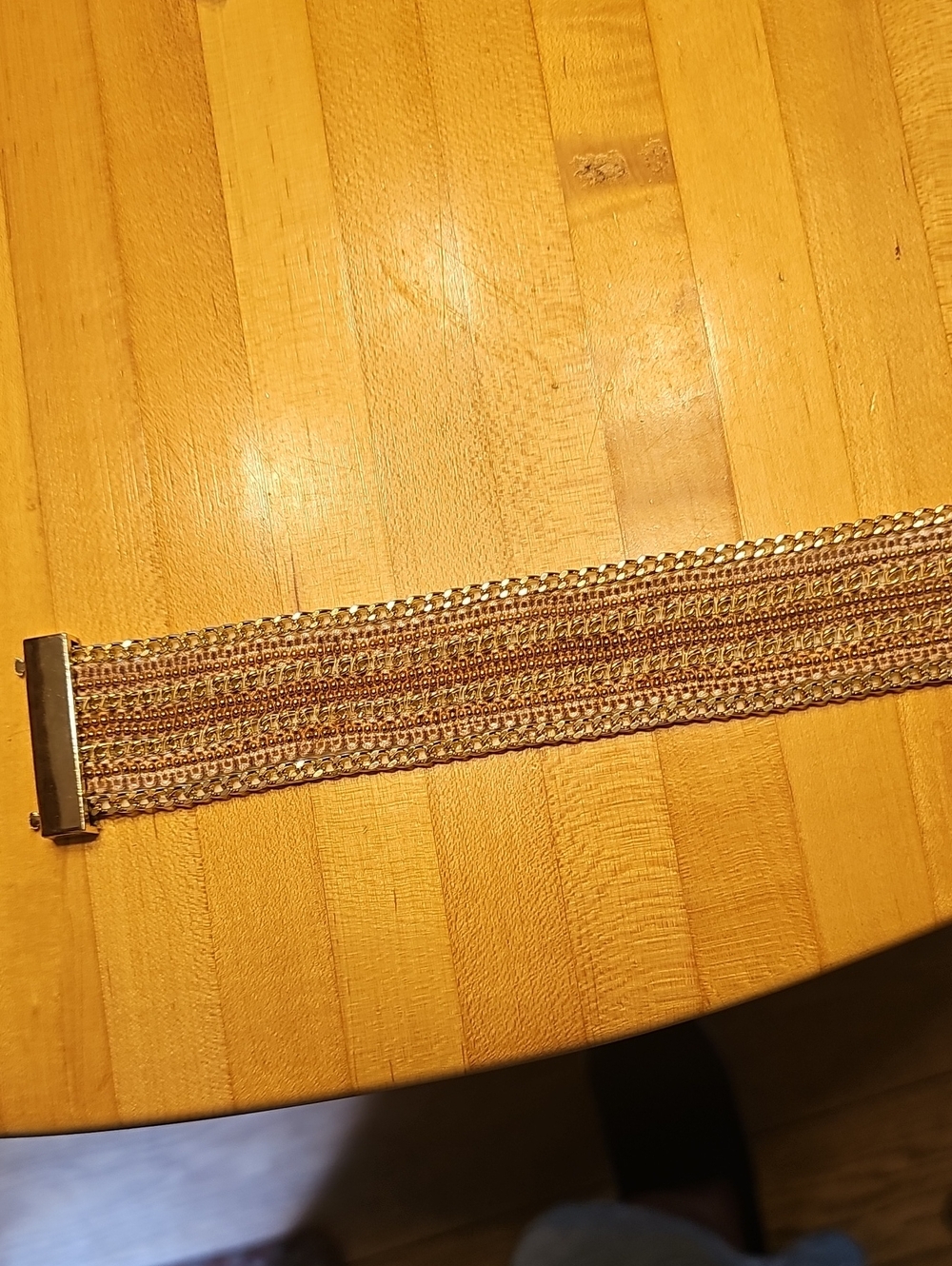 Boutique Multi-Strand Mixed Metal Chain Magnetic Cuff Bracelet 7.5"